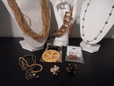 Golden Color Jewelry Lot 9 Pieces Vintage To Now