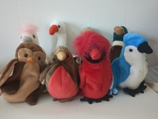 Lot Of 8 Bird Beanie Babies: Hoot, Early, Mac, Rocket, Jake, Honks, Stilts, Kuku