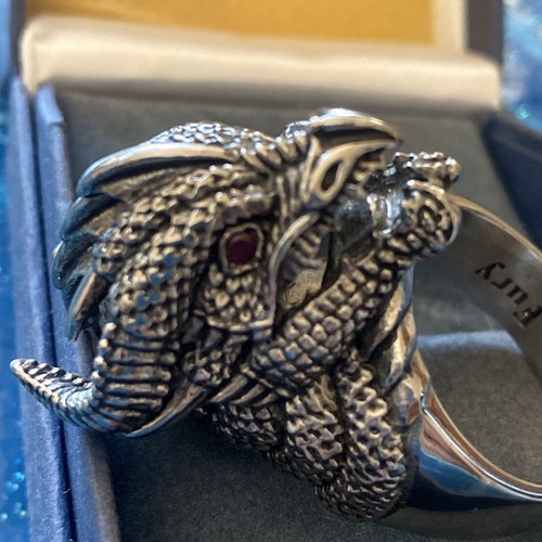 The Bradford Exchange "The Power And The Fury" Stainless Dragon Red Eyes Ring - Picture 16 of 24