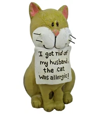 vtg Blossom Bucket Suzi Skoglund spotted cat Got Rid Husband Allergies 3" 2012