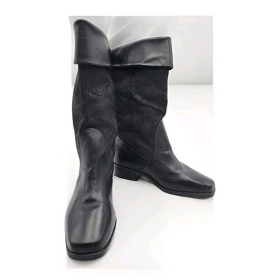Markon Suela Floral Rose Embossed Suede Leather Boots Women's Sz 8W Mid-Calf