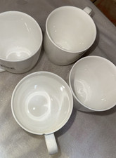 4 Pcs Coffee Tea Mugs 350ml Whiet with Handle Bone China One Cup Miner Chipped