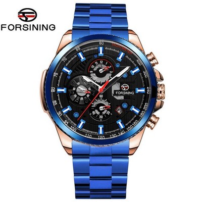 Forsining Men Watch Luminous Hands Date Display Steel Auto Mechanical Watches