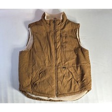 Lee Premium Select Mens Brown Sherpa Lined Canvas Workwear Vest XL Full Zip
