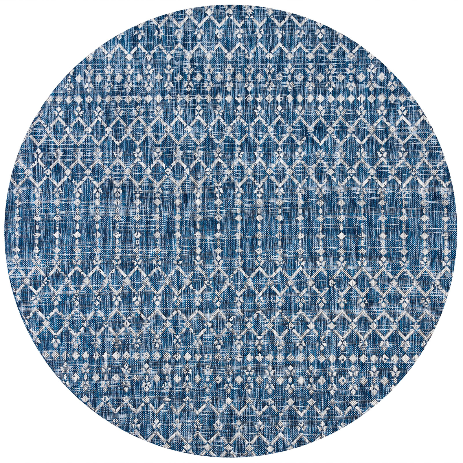 Jonathan Y Trebol Navy Gray Geometric Woven 3ft Round Rug  
