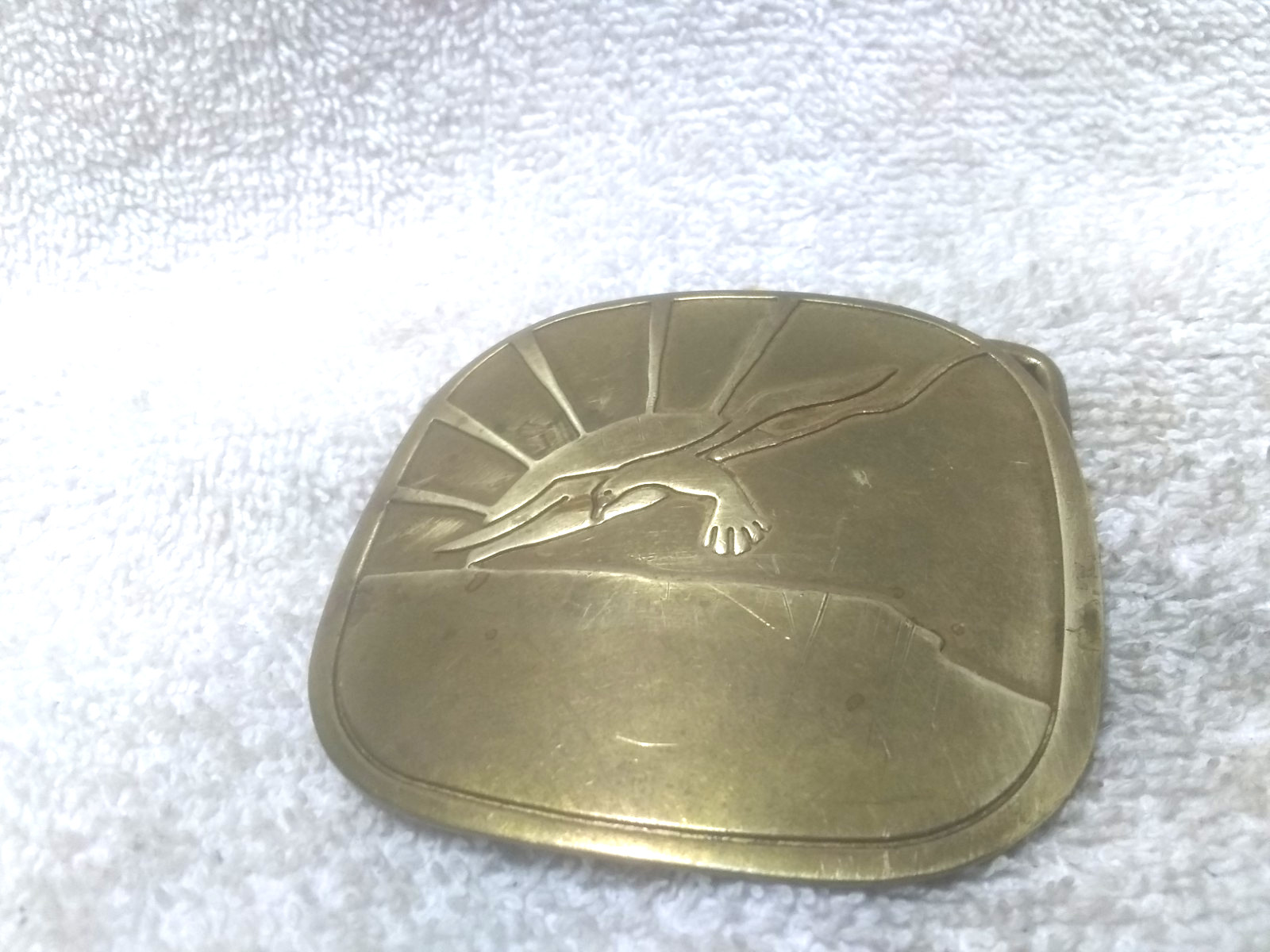 Gold Eagle Flying Into Sun Rectangle Solid Brass … - image 5