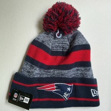 NWT New Era NFL NEW ENGLAND PATRIOTS Adult Winter Hat Beanie NAVY RED Pom NEW!
