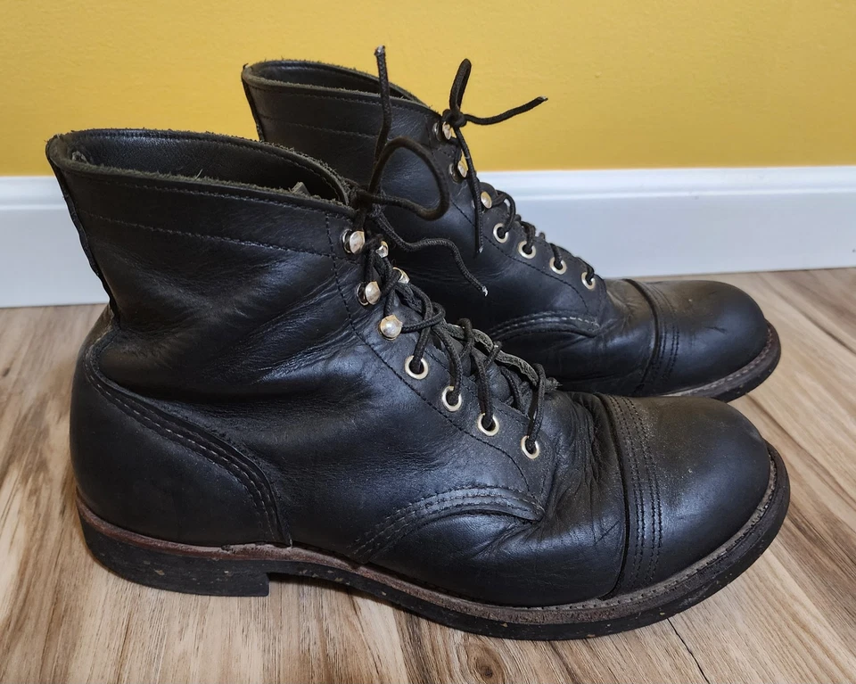 Botas de trabajo Red Wing 8114 Iron Ranger de cuero negro con cordones para hombre talla 9,5 D Foto 2 de 4