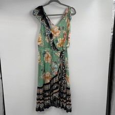 Farm Rio Floral Monica Wrap Midi Dress Womens Small Tropical Print Tie Shoulder