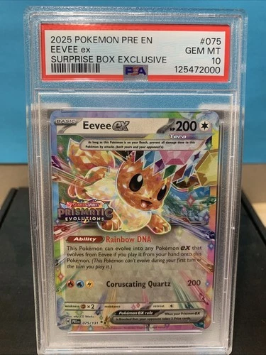 2025 POKEMON PRE EN-PRISMATIC EVOLUTIONS SURPRISE BOX EXCLUSIVE EEVEE EX PSA 10