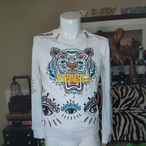 Kenzo Mens White Tiger Embroidered Sweatshirt Size Small to Medium 8T - 第 2/17 張圖片