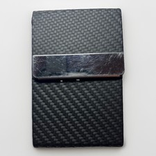 Slim Black Carbon Business Card Holder with Magnetic Closure Pre Owned