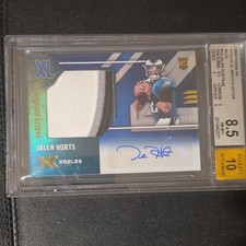 Panini 2020 XR Jalen Hurts Rookie Swatch Auto Blue #RSA-JU /49 BGS 8.5