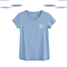 Ex Fat Face Damen T-Shirt - Kurzarm Grafikdruck hellblau