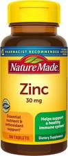 Nature Made Zinc 30 mg Immune Health/Antioxidant, 100 Tablets
