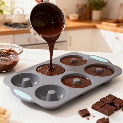 6 Hole Donut Silicone Mold Baking Pan Chocolate cake Mold Non-Stick Candy Muffin