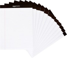 Ruled Lined Writing Note Pads 8.5"x11.75",White,12-Pack of 50 Perforated Sheets