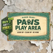 Vintage Dog Park Welcome Sign Iron Metal Wall Decor Tin Plaque