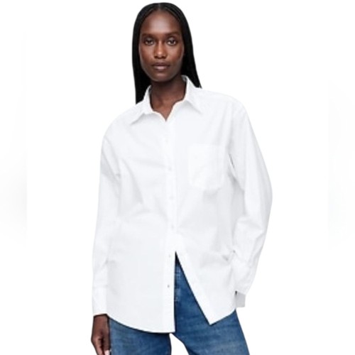 gap 100% linen oversized boyfriend buttondown shirt white size L - Picture 1 of 6