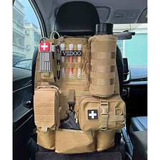 Upgrade 1000D Molle Seat Back Organizer with Pouches, Tactical Molle SET-TAN