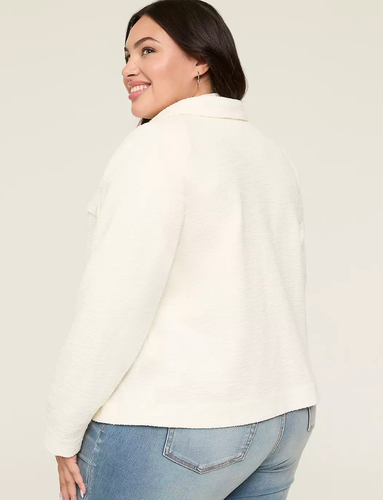 NEW LANE BRYANT CREAM BOUCLE COLLARED JACKET SIZE 16 - Picture 2 of 8