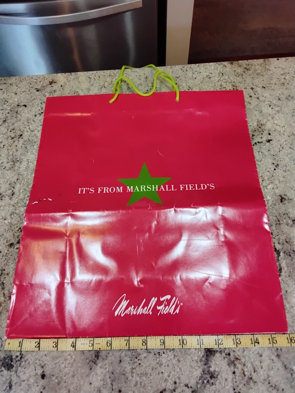 Large 18X16X6 Marshall Fields Christmas Shopping Bag Ships in box/I combine ship