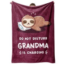 Grandma Sloth Blanket 60x50 Inch Funny Birthday Mother's Day Gift Charging