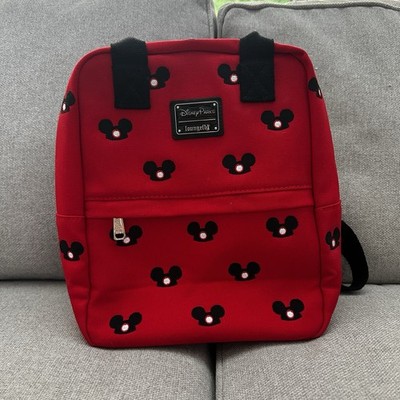 NWOT Disney Parks Loungefly Mini Backpack - Canvas Mickey Mouse Ear Hat Red