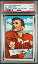 Bowman 1952 grande err apellido mal escrito en la parte delantera #117 Jim O'donahue PSA 3 MC