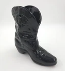 Vintage Frankoma Cowboy Boot Wall Pocket BLACK GAZE Art Pottery - WALL POCKET