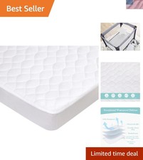 Waterproof Fitted Pack and Play Mattress Protector 39" x 27" - Quilted, Noise...