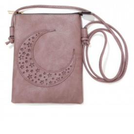 shine mark Crossbody Cellphone Bag Moon with Stars Cut Plum