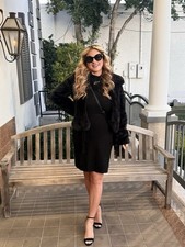 Vince Camuto black sequined sweater dress long sleeve belted Women’s Size Large