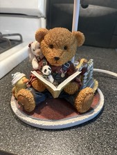 Vintage Teddy Bear Lamp w Book Reading To Animal Friends Nightlight Nursery Rare