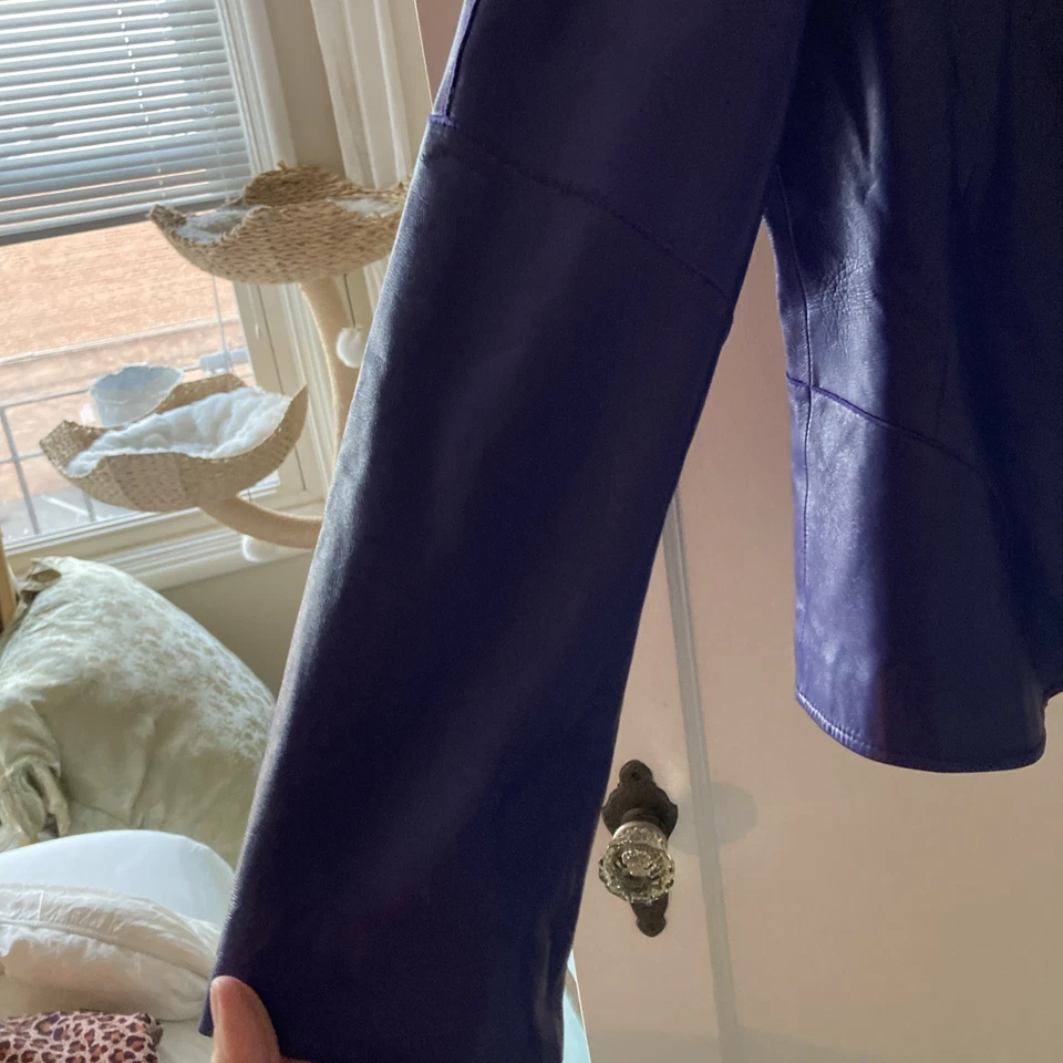 Chaqueta blazer de cuero para mujer Lafayette 148 en púrpura talla 12 Foto 3 de 4