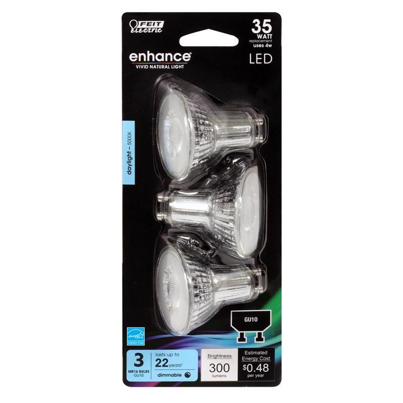 Feit Electric MR16GU10950CA3 Daylight 120V 5000K 300 lm. MR16 GU10 LED Bulb 35W