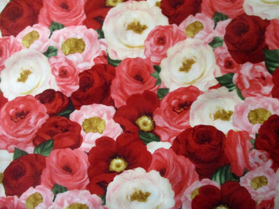 6 YDS GRACE PULLEN ART ALLOVER ROSES 100% COTTON OOP