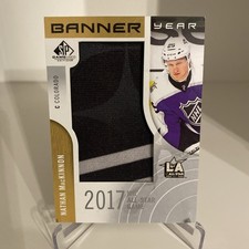2017-18 UD SP GAME USED NATHAN MACKINNON BAS-NM BANNER YEAR RELIC AVALANCHE