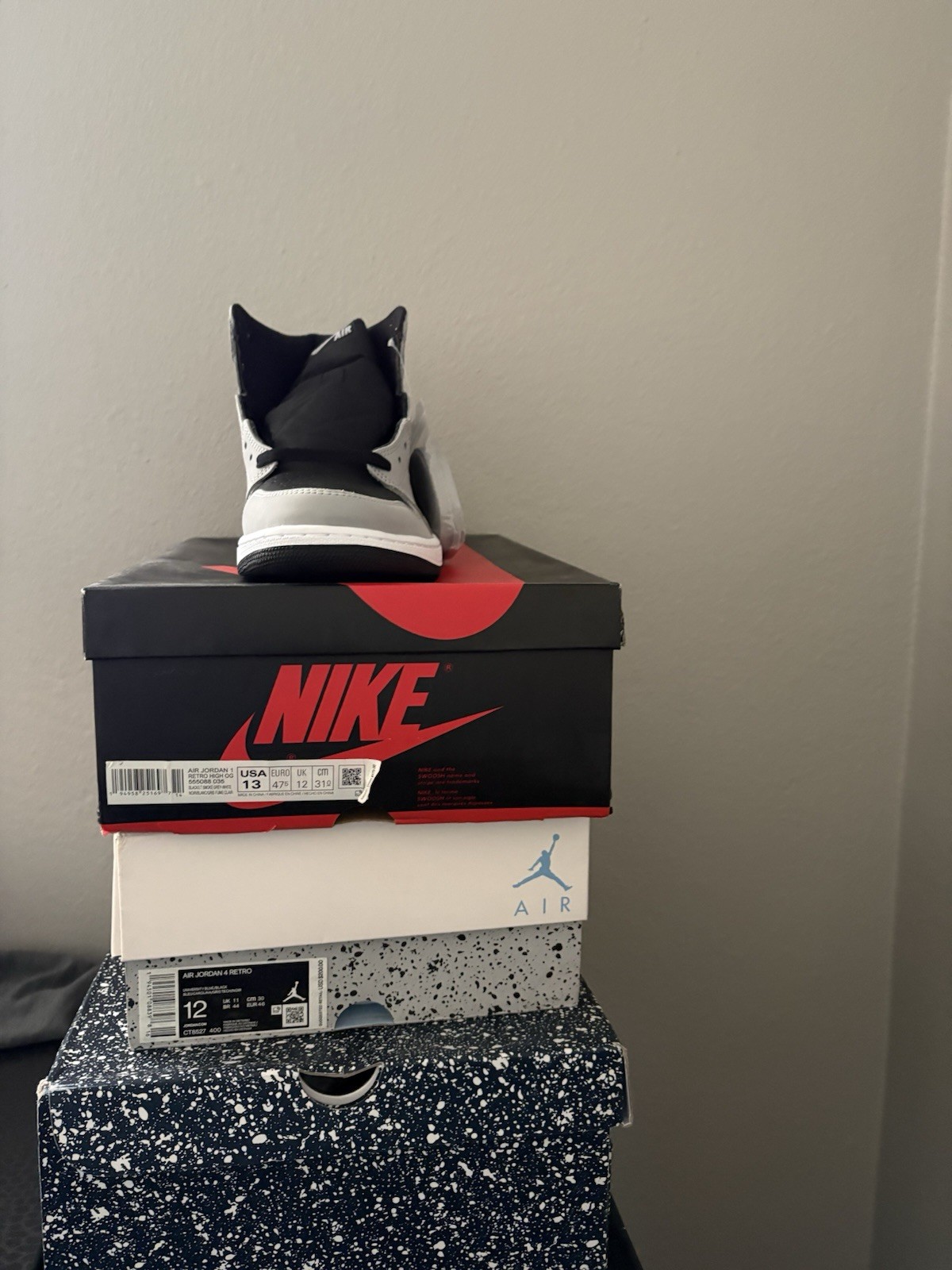 AIR JORDAN 1 RETRO HIGH OG 555088 035 BLACK/LT SMOKE GREY WHITE SIZE 13 thumbnail 5