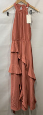 Grace Karin Pink Sleeveless Halter Dress Women's Large, Flowy  Long Ruffle Small