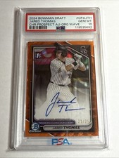2024 1st Bowman Draft Chrome Orange Wave Ref Jared Thomas Auto 20/25 RC PSA 10