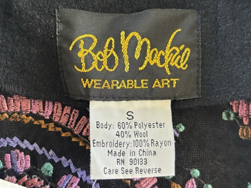 Chaqueta Bob Mackie Para Mujer S Negra Mezcla de Lana Arte Para Usar Boho Mod Retro - Imagen 12 de 12