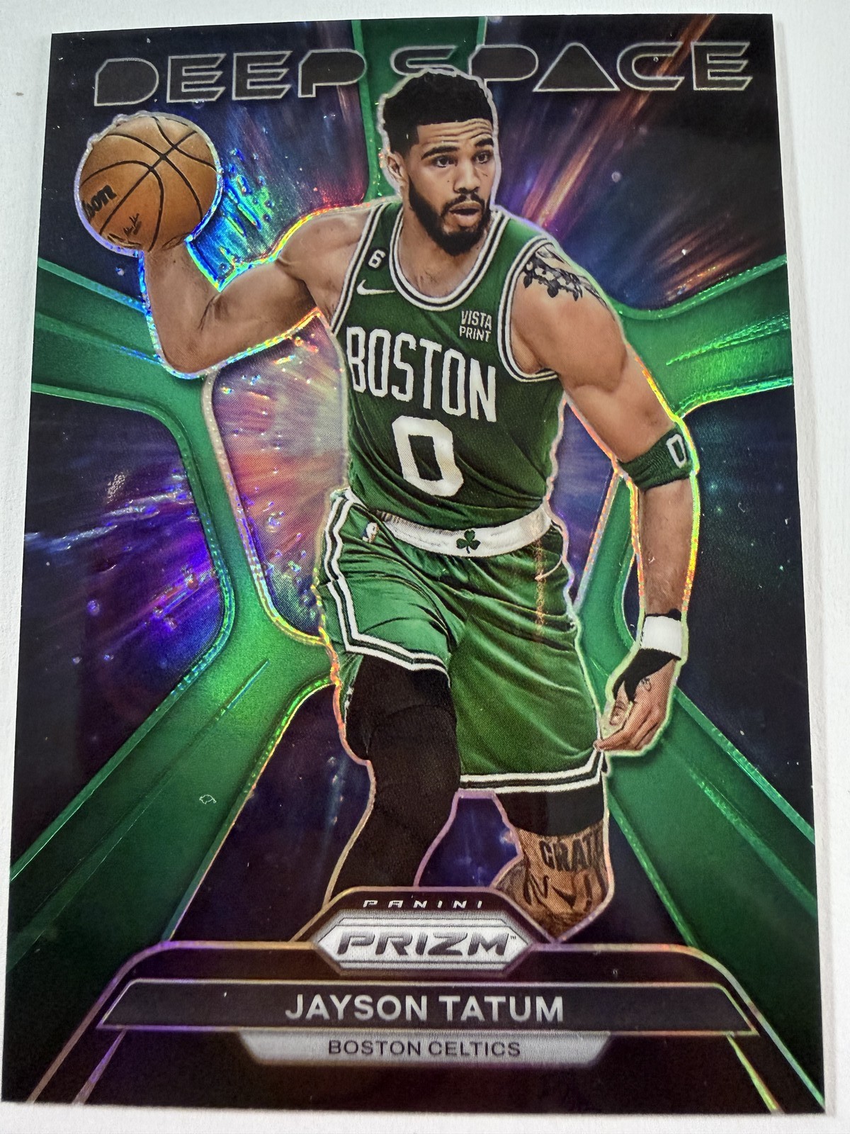 2023-24 Panini Prizm #10 Jayson Tatum Deep Space Prizms Green
