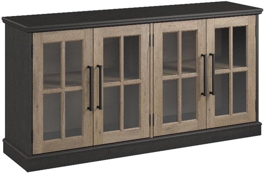 For 75" Tv Vintage Black/restored Tan Hickory