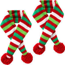 2Pc Christmas Striped Knitted Pet Scarf Dog Cat Winter Neck Warmer Accessories