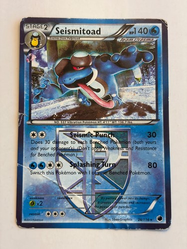 Seismitoad 26/116 Rare Plasma Freeze Pokemon Damaged