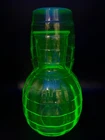 Anchor Hocking Uranium Glass Bedside Carafe and Cup Set Block Optic Tumble Up