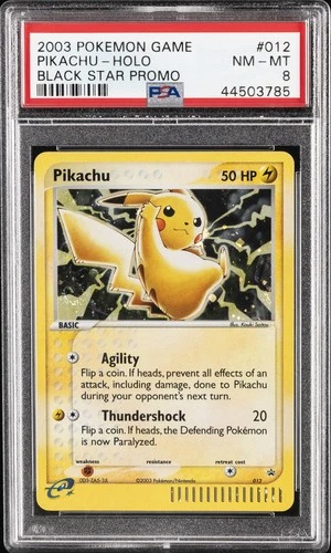 New Listing2003 POKEMON BLACK STAR PROMO #012 PIKACHU-HOLO PSA 8