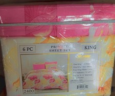 6pcs Printed Sheet Set King Size 100 Cotton Bed Sheets with 4Pillowcases