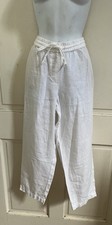 TALBOTS NEW Bright White 100 Linen Drawstring Crop Tapered Leg Pants Sz 6